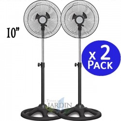 Ventilateur sur pied 10" 45 W, 3 vitesses et hauteur réglable. Lot économique de 2 unités.