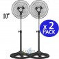 Lot de 2 Ventilateur sur pied 10'' 45W avec 3 vitesses et hauteur réglable Lot de 2 Ventilateur sur pied 10'' 45W avec 3 vitesses et hauteur réglable
