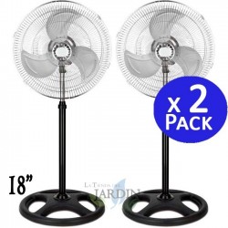 2 Stück Standventilatoren 18'' 45W, 3 Geschwindigkeiten und Höhenverstellbar mit Stabiler Basis, Ideal für Große Räume