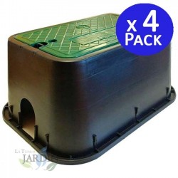 Set di 4 Pozzetto di Irrigazione in Plastica Rettangolare 49 x 35 x 22 cm, Scatola di Irrigazione per 2 a 4 Elettrovalvole 