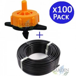16mm drip pipe, 100 meters + 100 removable self-compensating drippers, 2 l/h