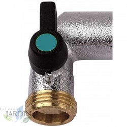 Grifo de jardín doble 3/4'' x 3/4'' vertical de latón con doble conexión y boquilla ideal para sistemas de riego