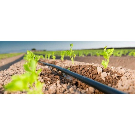 Selbstkompensierender Schlauch 16 mm bei 33 cm Abstand pro Tropfer, 100 Meter schwarze Spule