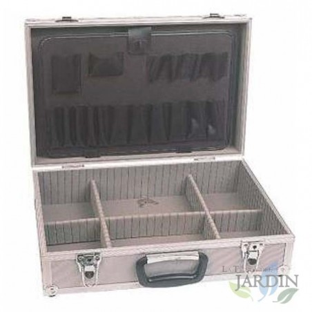 Estojo de alumínio resistente de 46x33x16 cm, ideal para transportar ferramentas com segurança