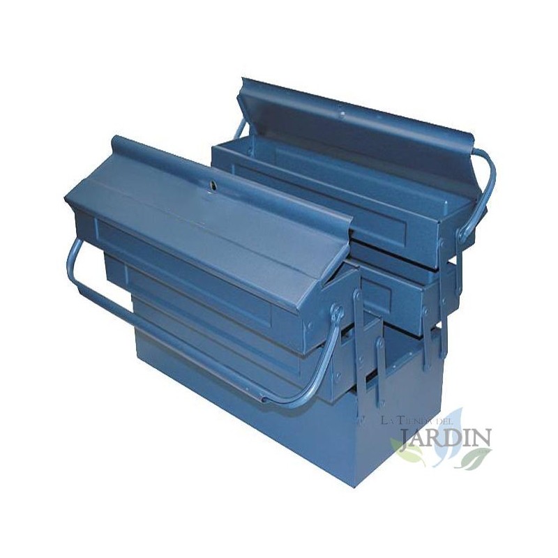 Boîte à outils vide bleu grand 5 compartiments caisse à outils mallette à outils coffre de rangement outillage 43x20x21cm garage
