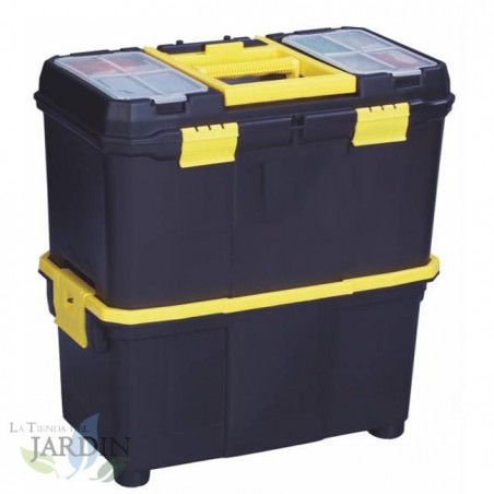 Carrello Porta Attrezzi 3 in 1 - Scatola porta Attrezzi Rimovibile - Manico Telescopico - Serratura 58x27x46 cm