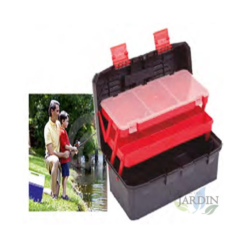 Scatola porta Attrezzi Vuota, Scatola porta Attrezzi Portatile a 3 Strati, 44 x 21 x 20 cm, Può Essere Completamente Aperta Scatola porta Attrezzi Vuota, Scatola porta Attrezzi Portatile a 3 Strati, 44 x 21 x 20 cm, Può Essere Completamente Aperta
