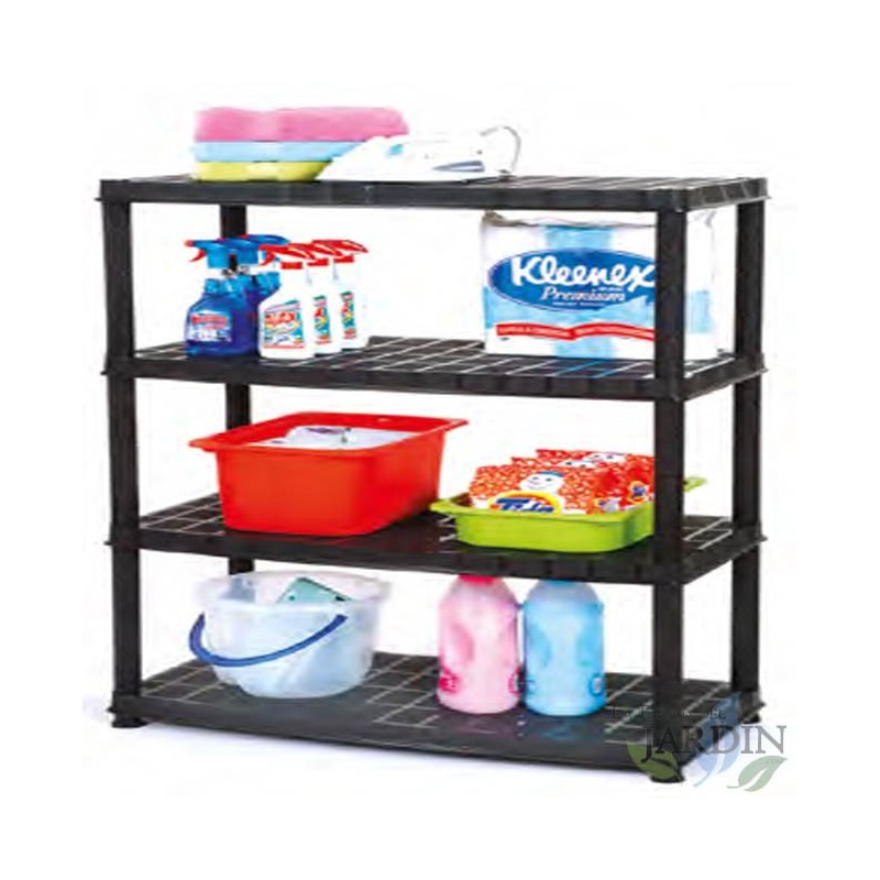 Estante de resina com 4 prateleiras, 60x30x133 cm, para guardar ferramentas e produtos leves Estante de resina com 4 prateleiras, 60x30x133 cm, para guardar ferramentas e produtos leves