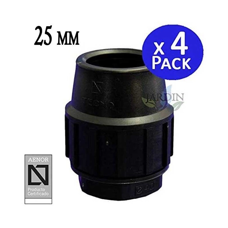 Tapón final Polietileno 25mm (pack 4). Producto con certificado AENOR utilizado para taponar tuberias PE 25 mm