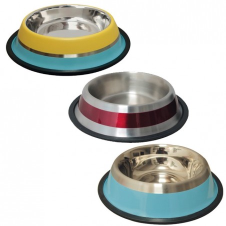 Tigela de comida e água para cães e gatos. Aço inoxidável com borracha antiderrapante. Vários modelos. Nº 3