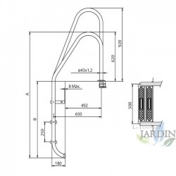 Ladders for pools with safety step, model to choose
