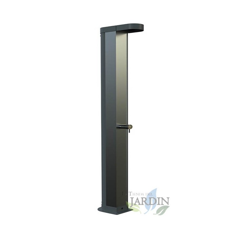 Doccia Solare da 30 L per Piscina, Anticalcare, Quadrata Grigia, Doccetta per Piedi e Soffione Doccia in Alluminio