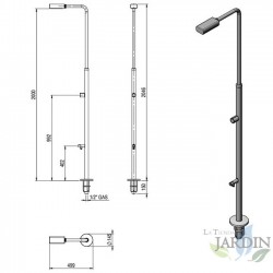 Douche de piscine avec robinet lave-pieds en acier inoxydable AISI-304 anti-calcaire, Douche de Jardin, 2 mètres