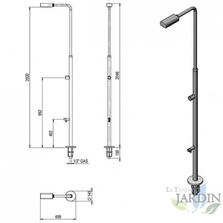 Stainless steel pool shower, design with footbath
