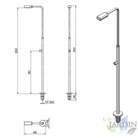 Doccia da piscina di design in acciaio inox
