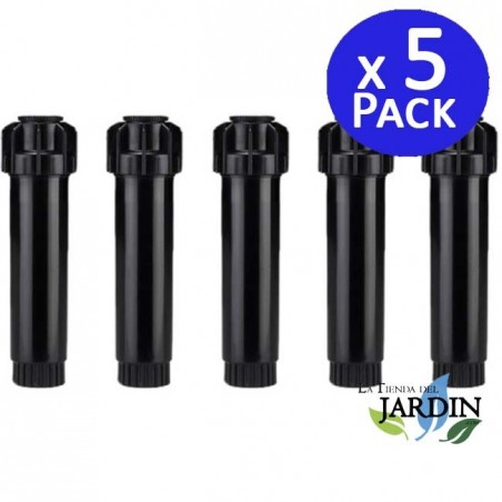 Pack 5 Difusor Aspersor de riego 3,70 metros | Altura emergente 5 cm | Altura total 12,7 cm | rosca 1/2'' | Angulo ajustable