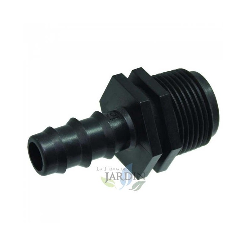 Conector macho roscado de 16 mm x 1/2" para irrigação por gotejamento | Conexão de irrigação para tubo de 16 mm