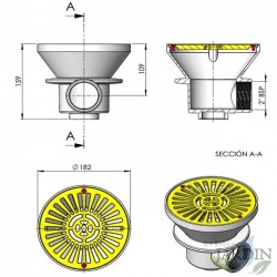 White circular drain. 
