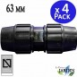 Set di 4 Raccordo Polietilene 63mm | Connettore per tubo Sistema di irrigazione Raccordo 63 mm | Unione per Tubi Irrigazione