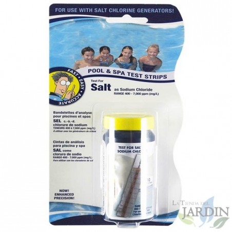 Salt level test strips in the pool. 