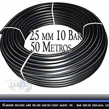 Tubo de água potável, 25 mm, 10 bar, 50 m | Tubo de alimentação de alta densidade PE100 de 25 mm | Tubo de polietileno de banda 